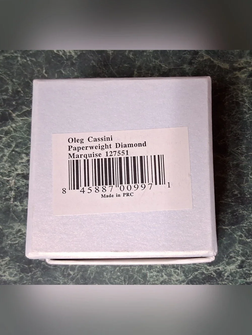 NIB Oleg Cassini Crystal Paperweight Cut Diamond Marquise Clear 2.5” 127551